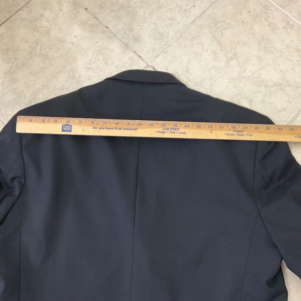 Gianco Polo  Blazer Mens 48L Super 140s Wool Suit Jacket Only Black 3 Button